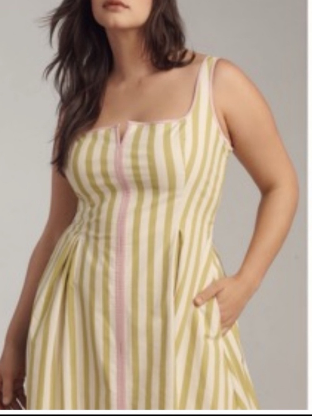 NWT Maeve  Arlette  Piped Sleeveless Notched Square-Neck Midi Dress, XL - Picture 4 of 16
